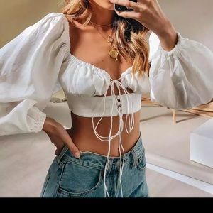 NWT BLACK FRONT TIE BLOUSE